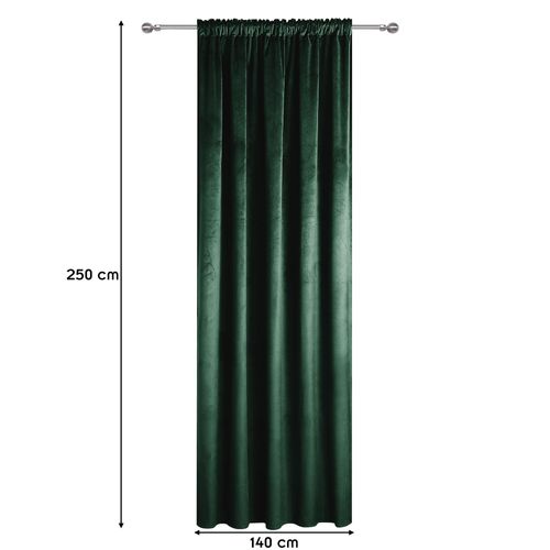 Rideau Occultant En Velours À Galon Fronceur Vert Bouteille 140x250 Cm