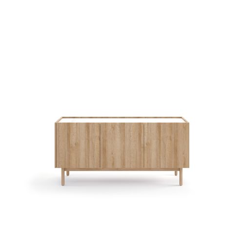 Buffet : 3 Portes, 6 Étagères, Chêne Riviera, 144 X 68 X 37 Cm