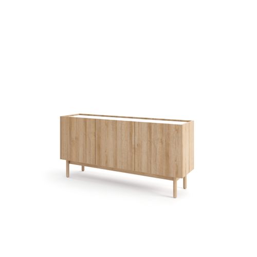 Buffet : 3 Portes, 6 Étagères, Chêne Riviera, 144 X 68 X 37 Cm