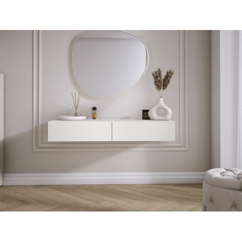 Coiffeuse Suspendue Avec Deux Tiroirs, Façade Lisse - Couleur : Blanc ...