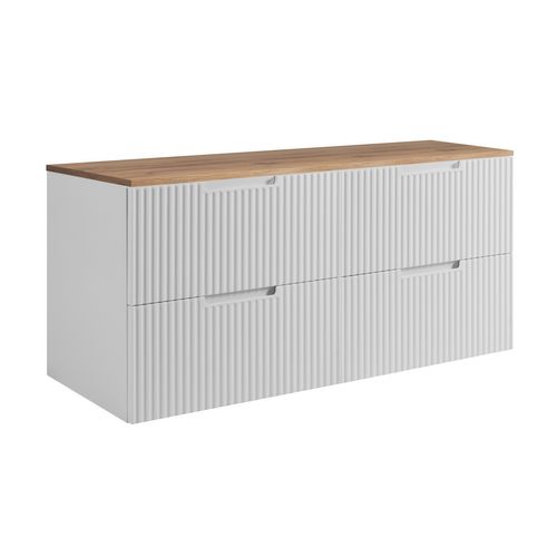 Meuble De Salle De Bains, Blanc / Chêne Craft 120 (2 X 60) X 58,6 X 46 Cm