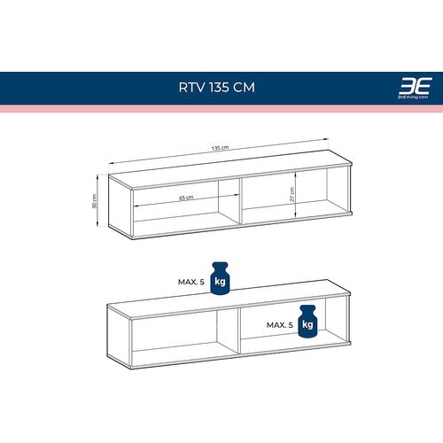Meuble TV, Beige, Pieds Or, 135 X 32 X 53 Cm, Push To Open