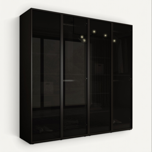 Armoire : Graphite Noir / Verre Antisol, 200 X 200 X 51 Cm