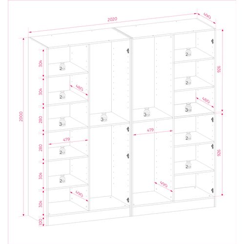 Armoire : Graphite Noir / Verre Antisol, 200 X 200 X 51 Cm