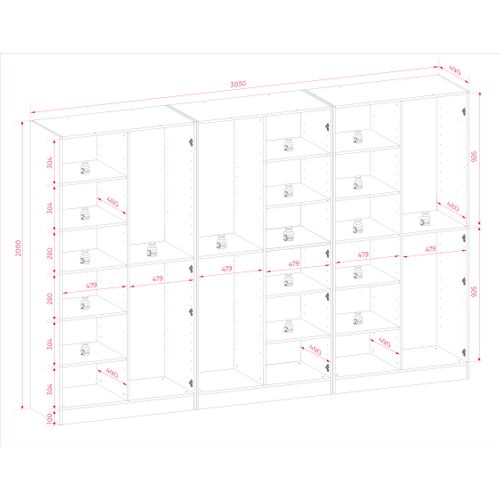 Armoire : Beige Sable / Verre Antisol, 300 X 200 X 51 Cm