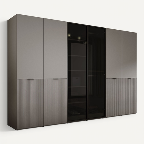 Armoire : Gris Platine / Verre Antisol, 300 X 200 X 51 Cm