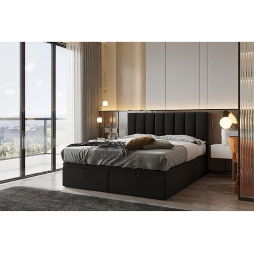 Lit Boxspring 180x200 Cm Siesta Avec Rangement Et Matelas Ressorts Ensaches En Velours Gris Fonce Lit Boxspring 180x200 Cm Siesta Avec Rangement Et Matelas Ressorts Ensaches En Velours Gris Fonce