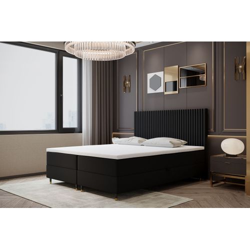 Lit Adulte 180x200 Cm Palermo Avec Matelas Intégré - Rangement, Velours Gris - Tête De Lit Rembourrée