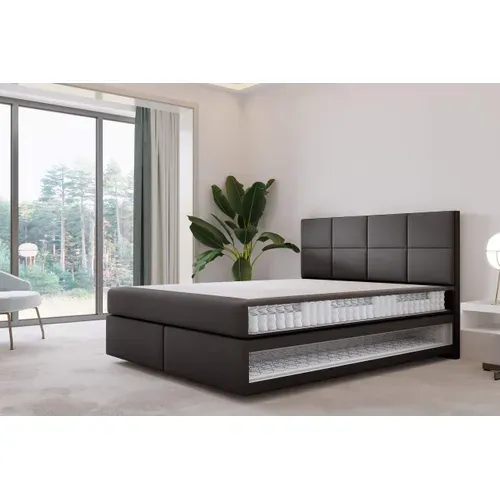 Lit Suspendu 180x200 Cm Mallorca Avec Matelas Ressorts Ensachés En Velours Noir