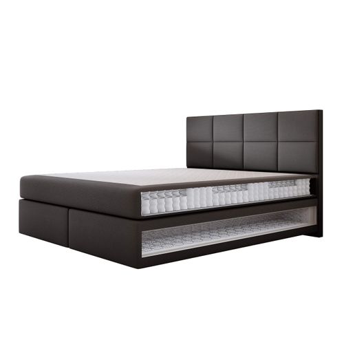 Lit Suspendu 180x200 Cm Mallorca Avec Matelas Ressorts Ensachés En Velours Noir