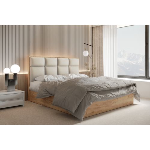Lit Adulte 180x200 Cm Selva Rangement Matelas Ressorts Ensachés Et Surmatelas En Velours Crème