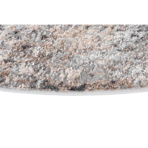 Valley Rond Tapis Poil Court Vintage Beige Gris Clair 100x100cm