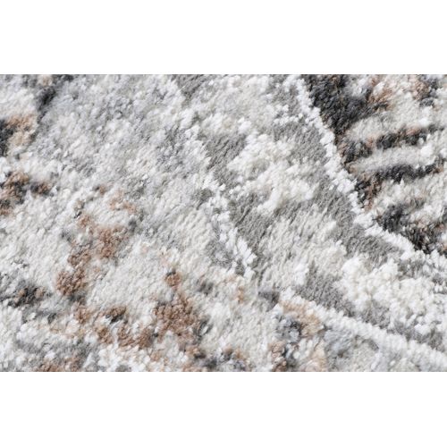 Valley Rond Tapis Poil Court Vintage Beige Gris Clair 100x100cm