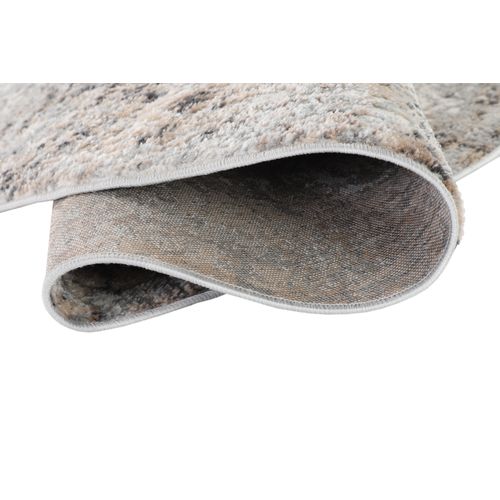 Valley Rond Tapis Poil Court Vintage Beige Gris Clair 100x100cm