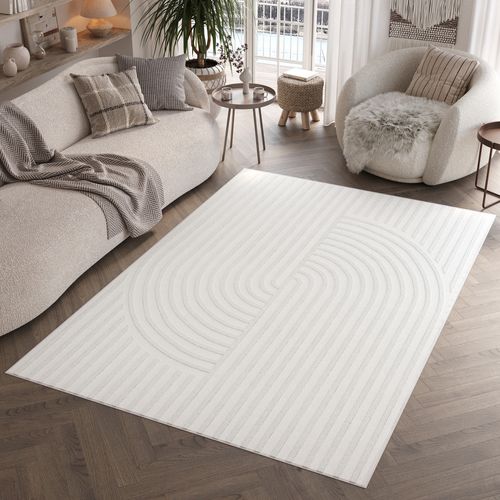Hygge Moderne Crème Blanc Géométrique 3d - 160x220cm