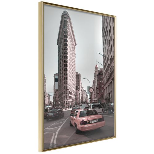 Affiche Murale Encadrée "flatiron Building" 21 X 30 Cm Or