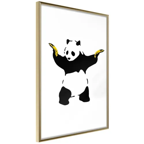 Affiche Murale Encadrée "banksy Panda With Guns" 40 X 60 Cm Doré