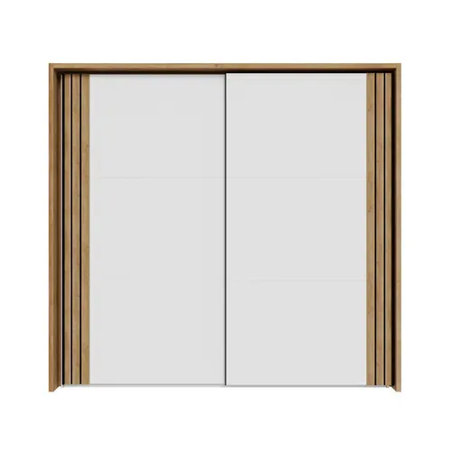 Armoire 2 portes coul L.231 cm WAKATIPU blanc brillant/imitation chêne