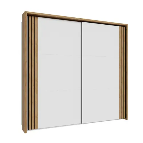 Armoire 2 portes coul L.231 cm WAKATIPU blanc brillant/imitation chêne