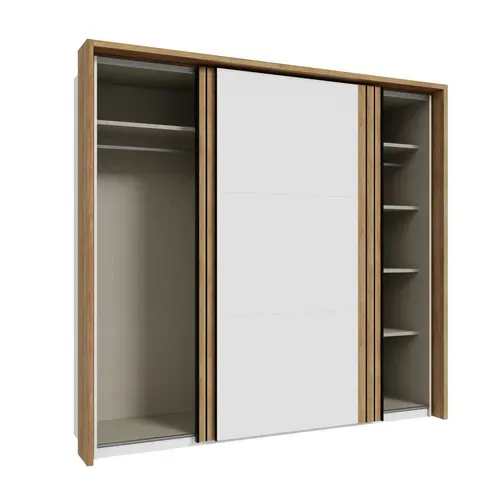 Armoire 2 portes coul L.231 cm WAKATIPU blanc brillant/imitation chêne