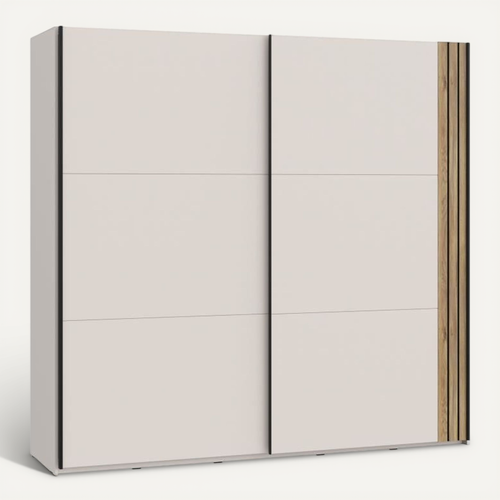 Armoire Aménagée - Waikato - 2 Portes Coulissantes - Blanc - 220,1 X 61,2 X 210,5 Cm