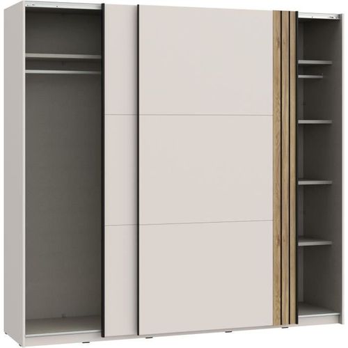 Armoire Aménagée - Waikato - 2 Portes Coulissantes - Blanc - 220,1 X 61,2 X 210,5 Cm