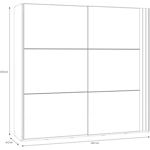 Armoire Aménagée - Waikato - 2 Portes Coulissantes - Blanc - 220,1 X 61,2 X 210,5 Cm