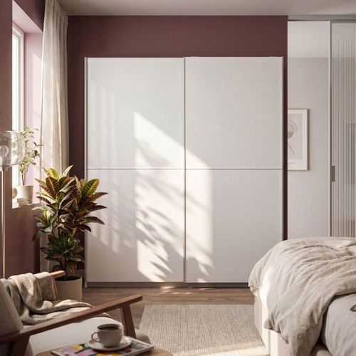 Armoire Coulissante Blanche Ulos 2 Portes, 170,3x61,2x190,5 Cm