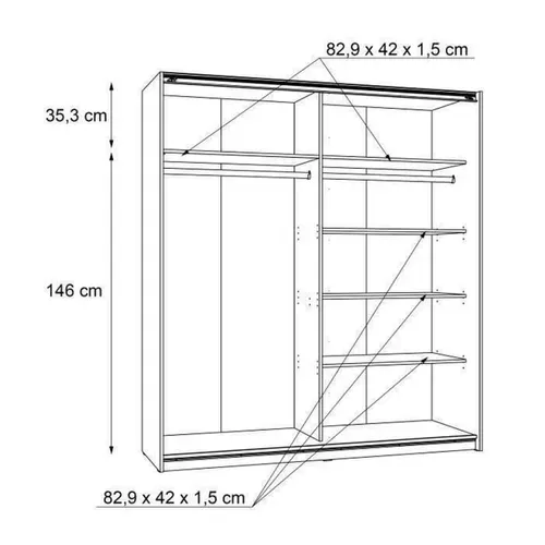 Armoire Coulissante Blanche Ulos 2 Portes, 170,3x61,2x190,5 Cm