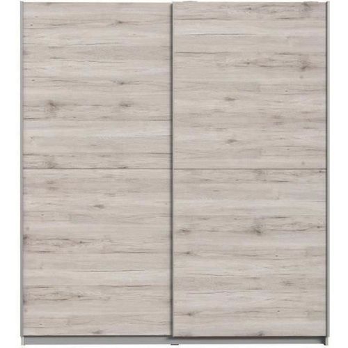Armoire 2 Portes Coulissantes - Panneaux De Particules - Décor Chene Cendré Clair - L 170,3 X P 61,