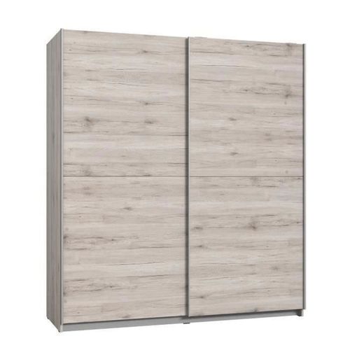Armoire 2 Portes Coulissantes - Panneaux De Particules - Décor Chene Cendré Clair - L 170,3 X P 61,