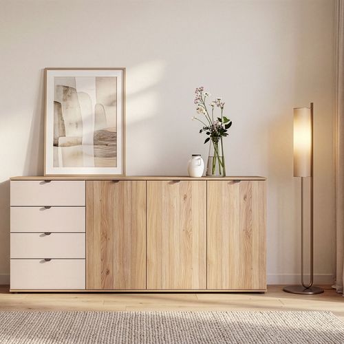 Buffet 3P/4T UNIK Imitation chêne / grège vue d'ambiance 1