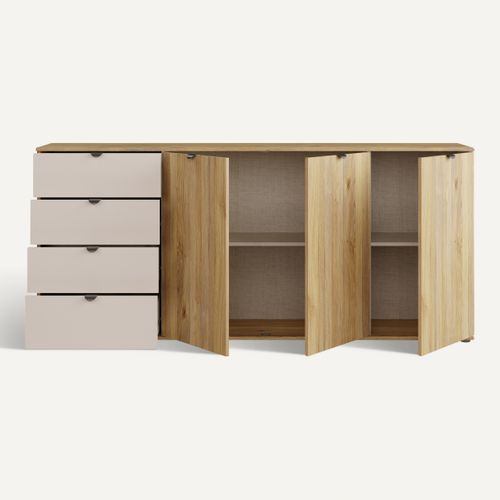 Buffet 3P/4T UNIK Imitation chêne / grège