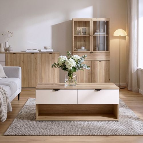 Table basse UNIK Imitation chêne / grège