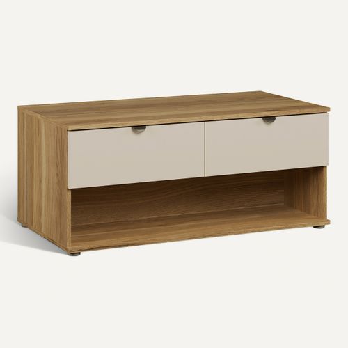 Table basse UNIK Imitation chêne / grège vue 3/4