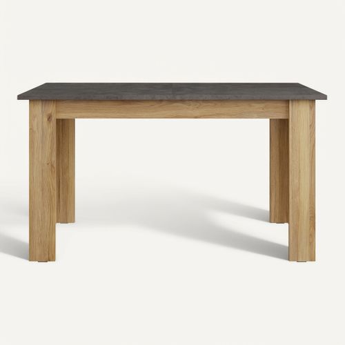 Table extensible L. 140/180 cm UNIK Imitation chêne / béton vue de face