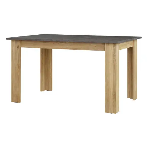 Table extensible L. 140/180 cm UNIK Imitation chêne / béton vue de profil