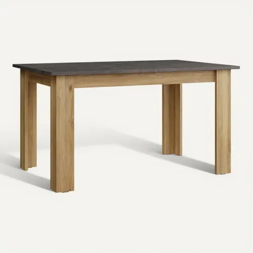 Table extensible L. 140/180 cm UNIK Imitation chêne / béton vue 3/4