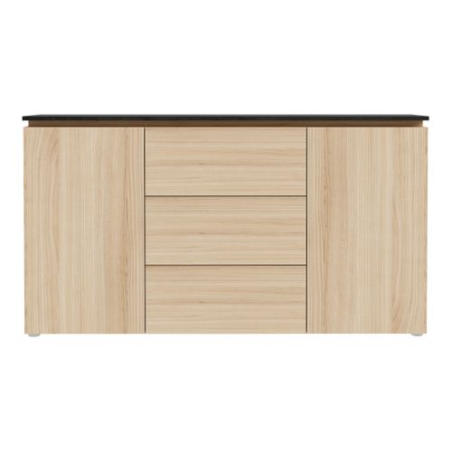 Buffet 2P/3T L. 150 BRUNE Imitation chêne/bêton foncé