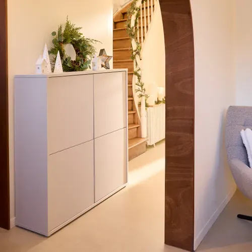 Buffet haut 4 portes CANELLE Sable vue d'ambiance 1