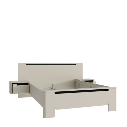 Lit 140x190 cm chevets VICTOR suspendus couleur sable