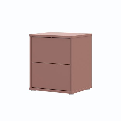 Chevet 2 tiroirs CANELLE terracotta vue de profil