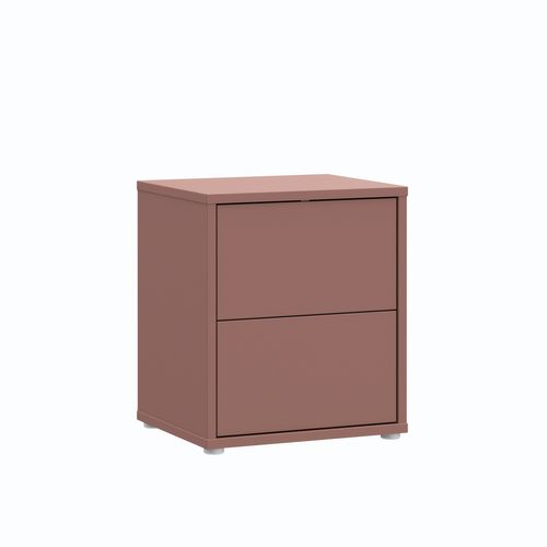 Chevet 2 tiroirs CANELLE terracotta vue 3/4