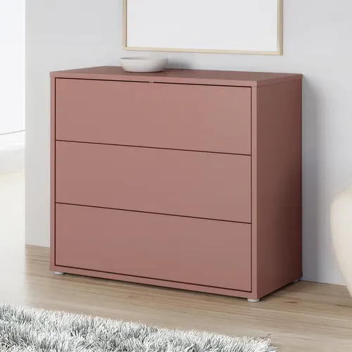 Commode 3 tiroirs CANELLE terracotta vue d'ambiance 1