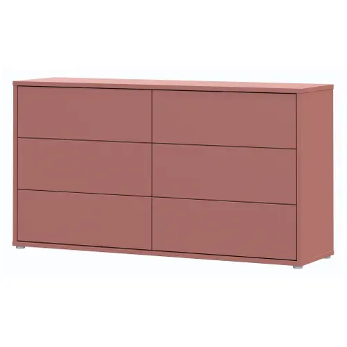 Commode 6 tiroirs CANELLE terracotta vue de profil