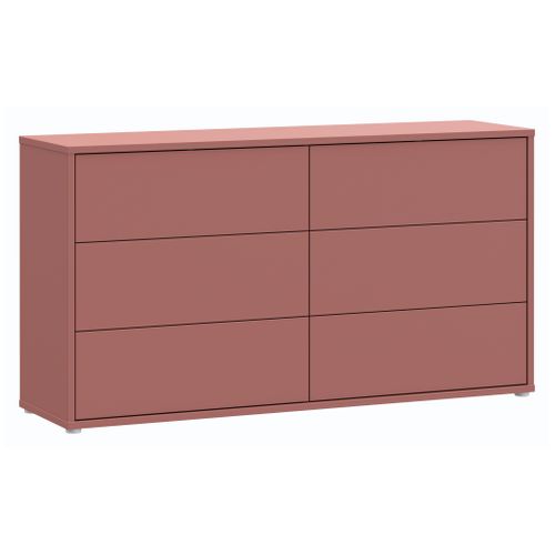Commode 6 tiroirs CANELLE terracotta vue 3/4