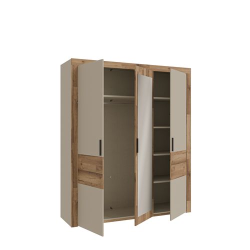 Armoire 3 portes battantes RICCIANO imitation chêne et grège