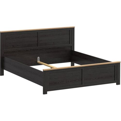 Cadre De Lit King Size 180 X 200 Cm - Panneaux Chêne/noir, Style Campagne