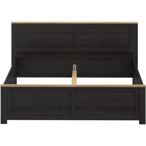 Cadre De Lit King Size 180 X 200 Cm - Panneaux Chêne/noir, Style Campagne