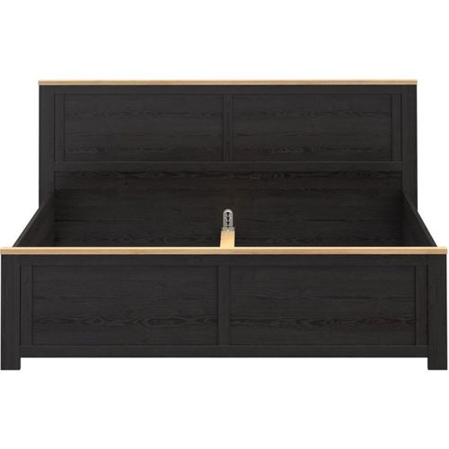 Cadre De Lit King Size 180 X 200 Cm - Panneaux Chêne/noir, Style Campagne